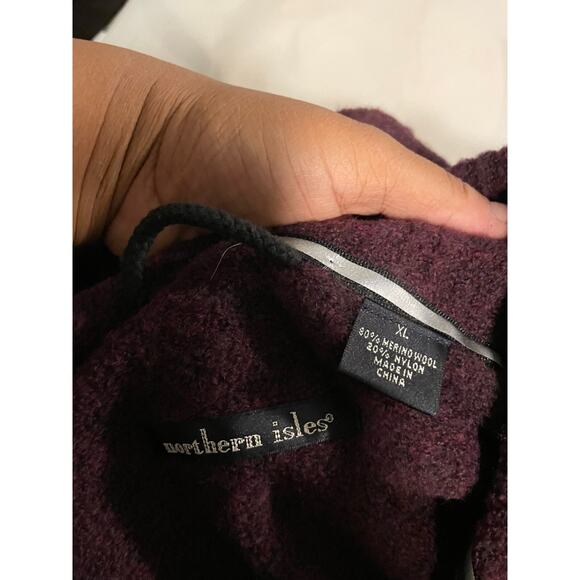 Northern Isles Mens Sweater Size XL Burgundy Merino Wool Blend Stretch 1/4 Zip - Picture 3 of 6